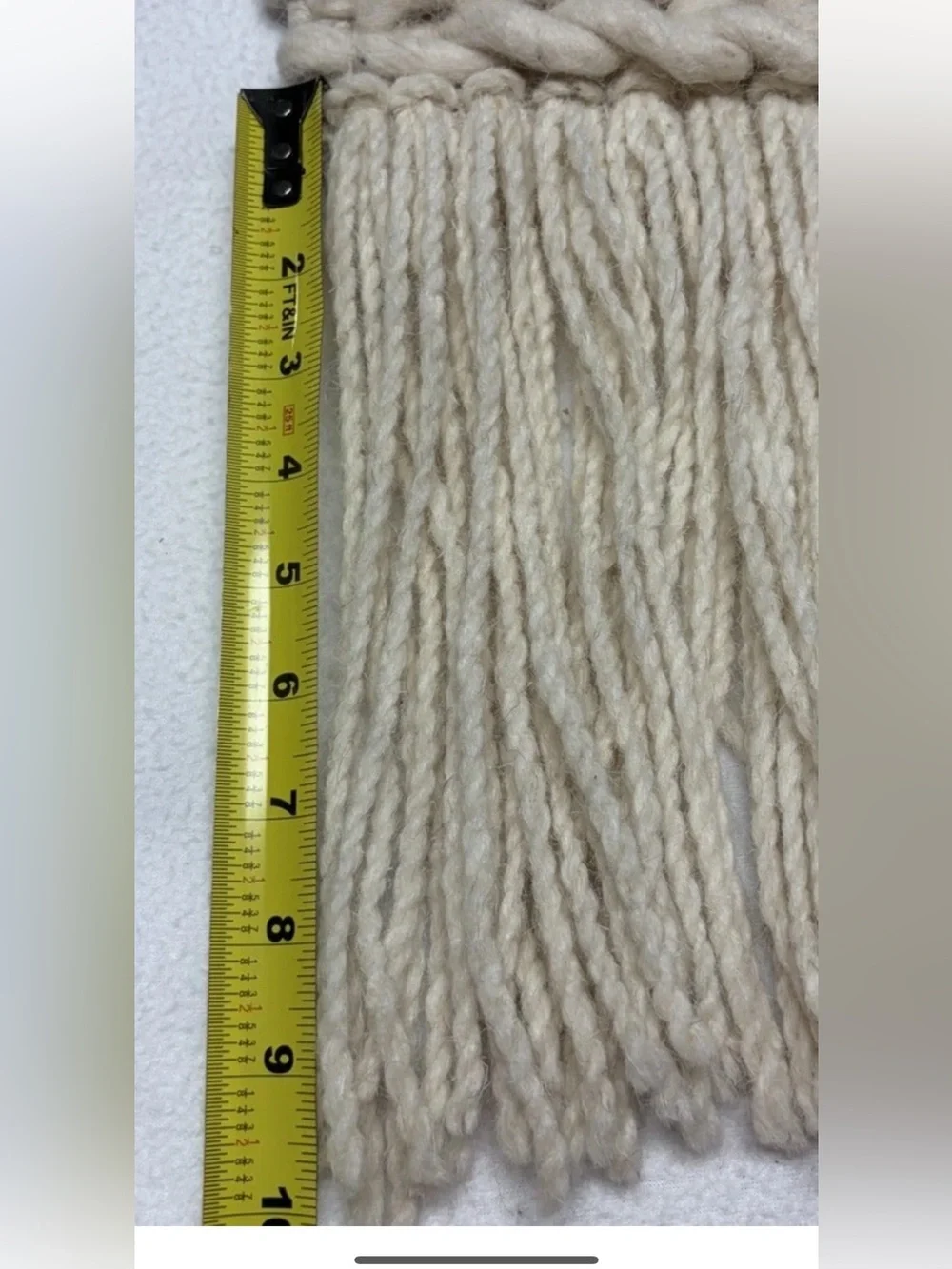 Handwoven Cream wool Wall Hanging-Boho Home Wall Decor-chunky w/Fringe 29”X 49”